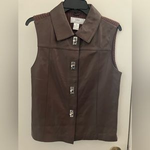 Lisa International Leather Brown Vest